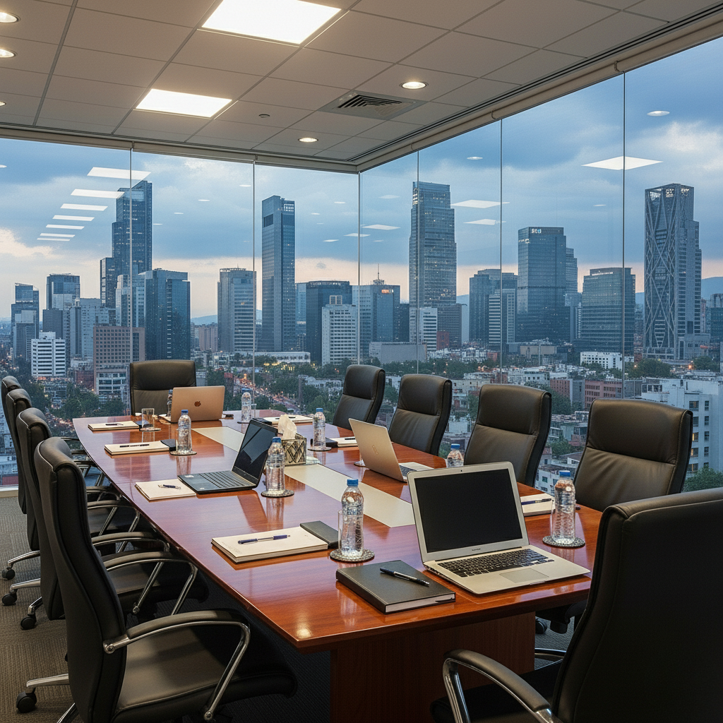 Sala de juntas con vista panorámica del despacho